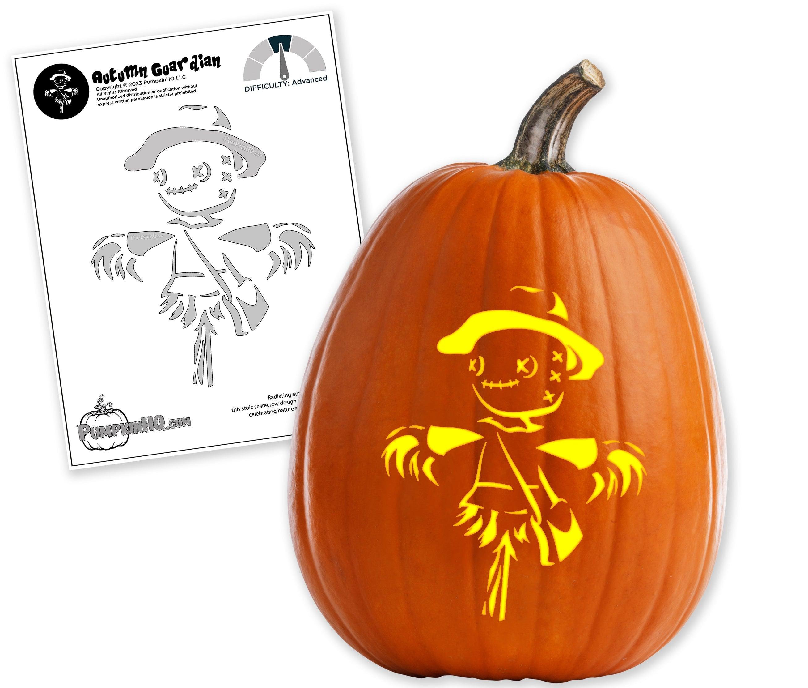 Autumn Scarecrow Pumpkin Carving Stencil Pumpkin HQ