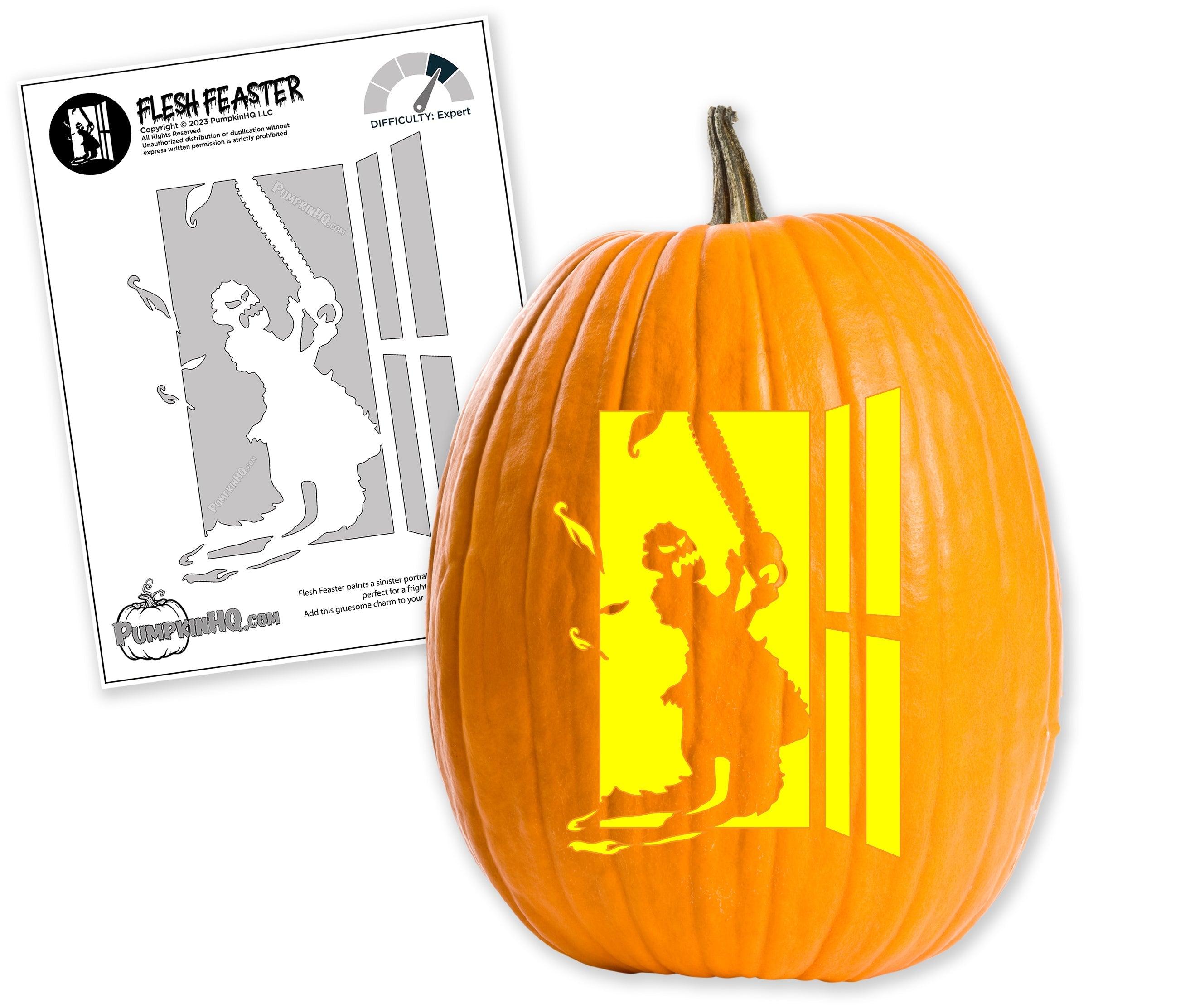 Chainsaw Creeper Pumpkin Carving Stencil Pumpkin HQ