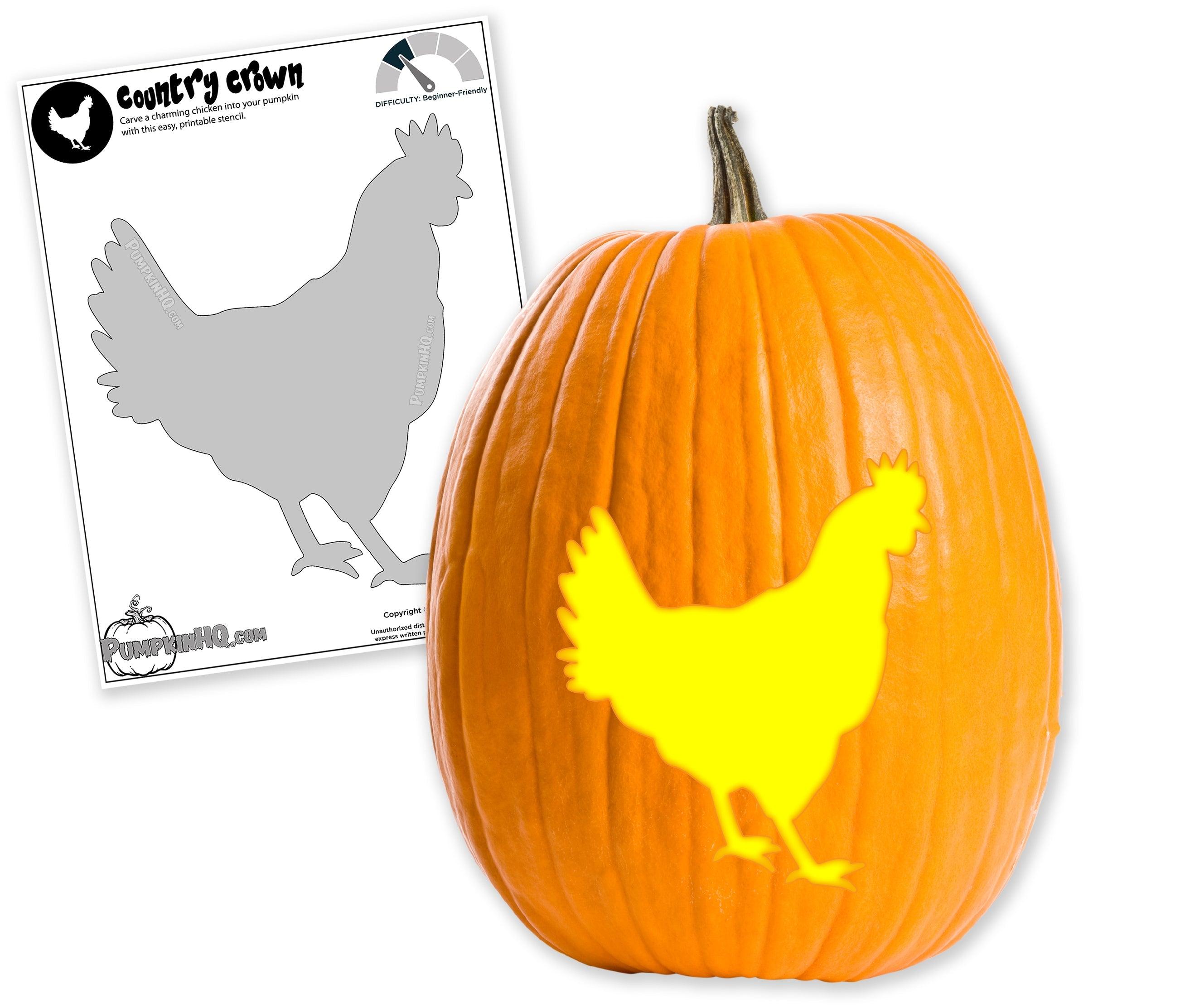 Country Chicken Pumpkin Carving Stencil Pumpkin HQ