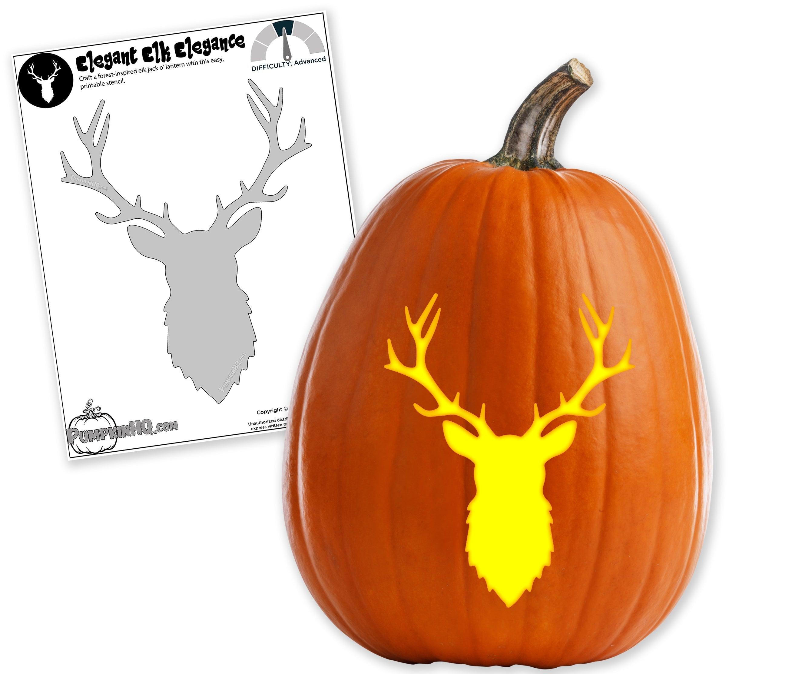 Elegant Elk Hunting Pumpkin Carving Stencil Pumpkin HQ elegant-elk-hunting-pumpkin-carving-stencil-pumpkin-hq