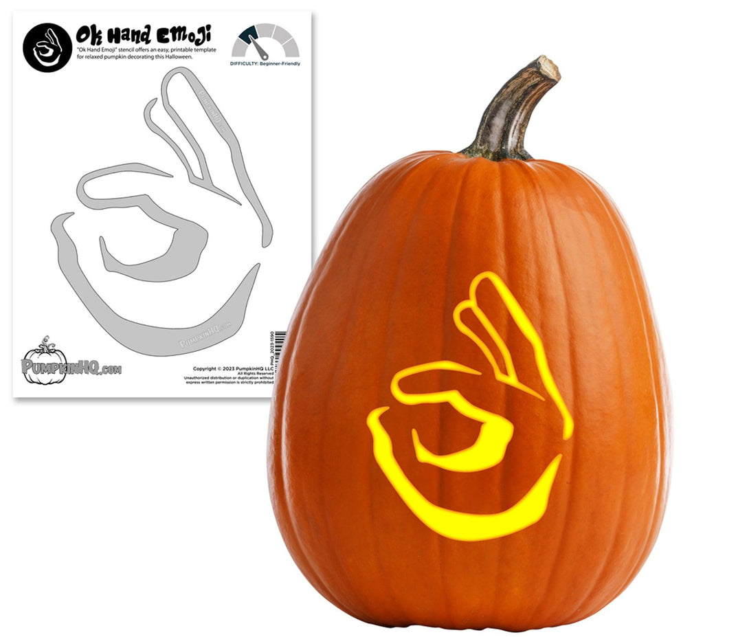 Ok Hand Emoji Pumpkin Carving Stencil - Pumpkin HQ