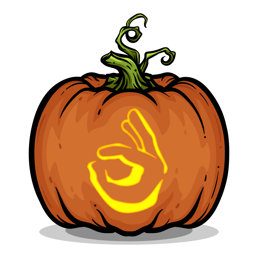 Ok Hand Emoji Pumpkin Carving Stencil - Pumpkin HQ