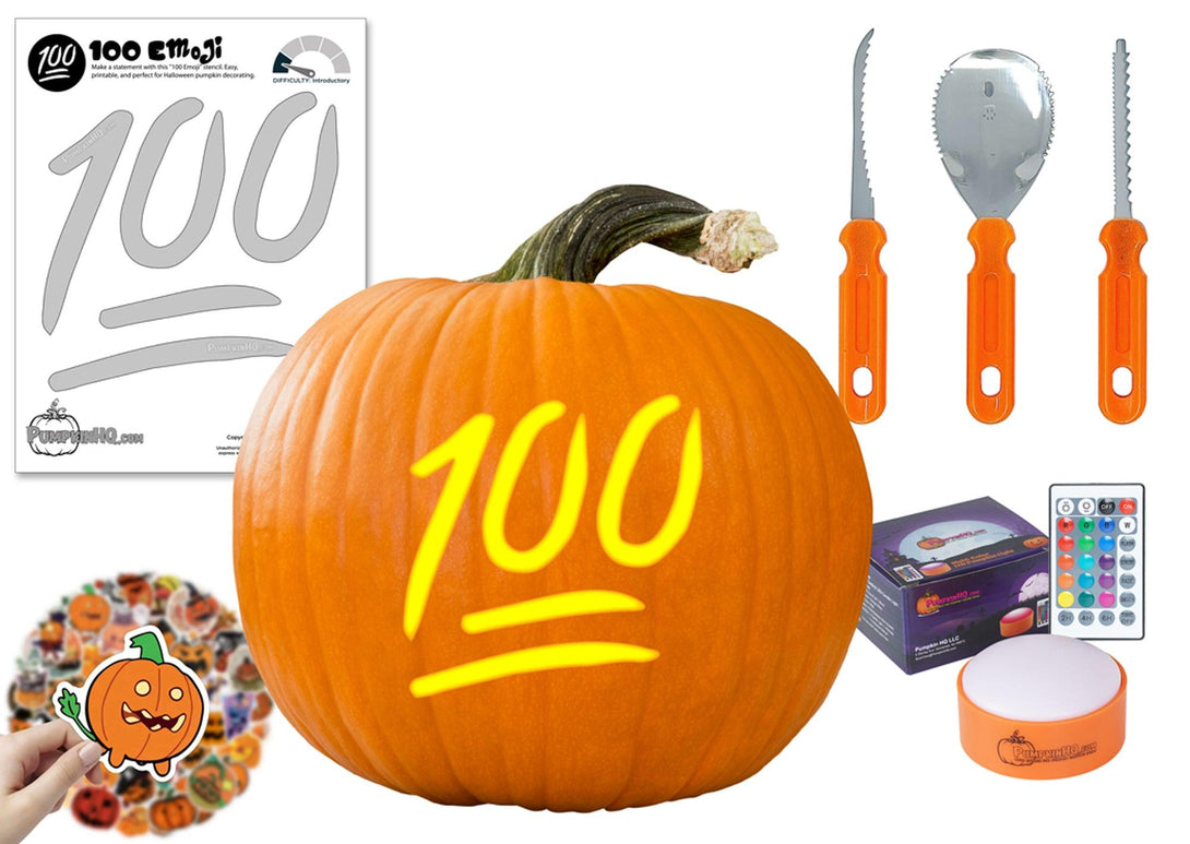 100 Emoji Pumpkin Carving Stencil - Pumpkin HQ