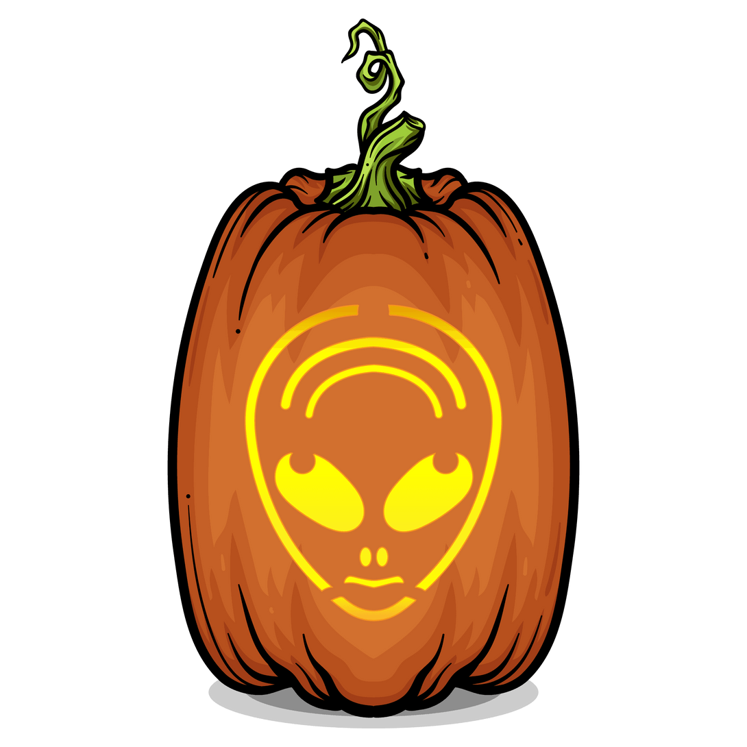 Alien Face Pumpkin Carving Stencil - Pumpkin HQ