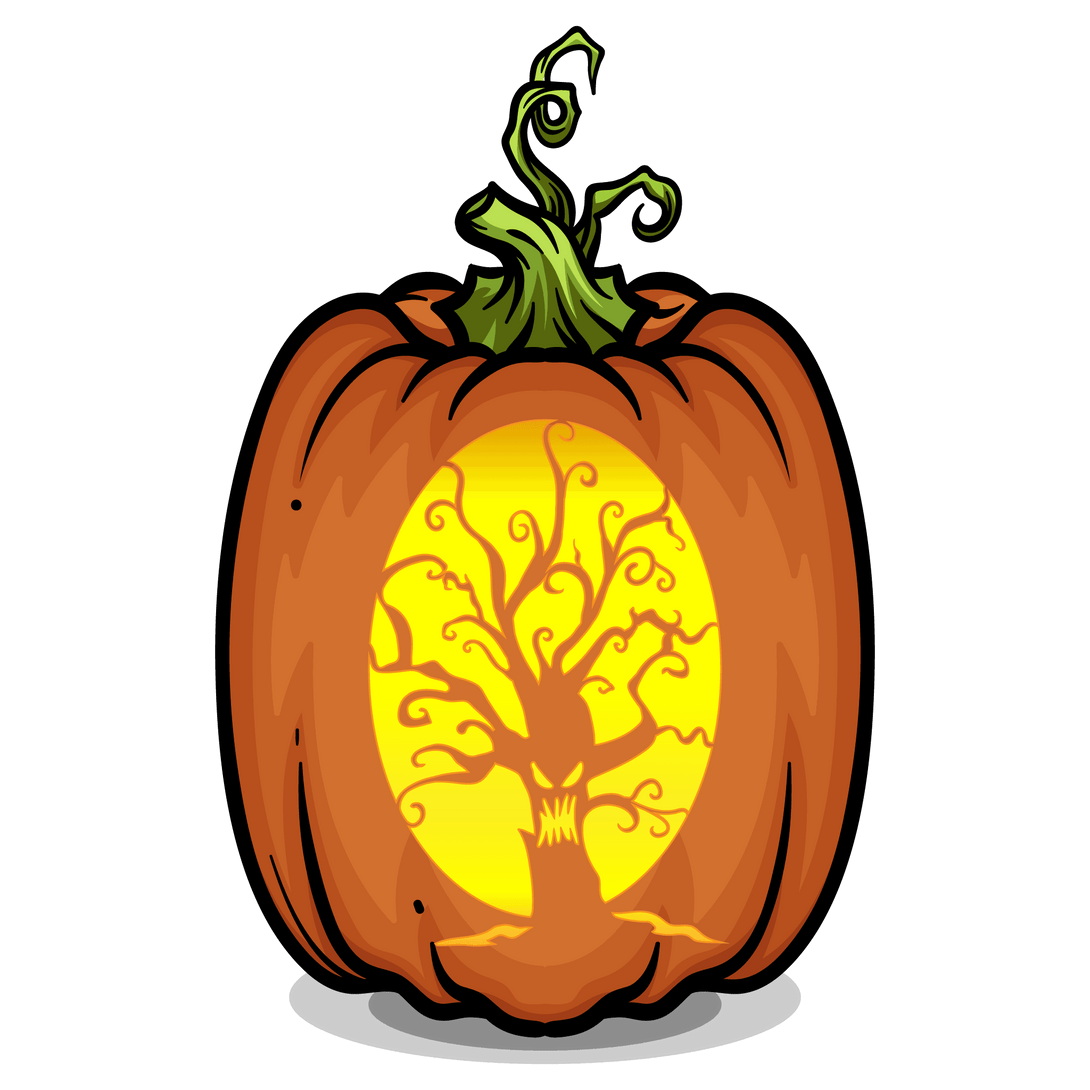 Angry Oak Tree Pumpkin Carving Stencil - Pumpkin HQ