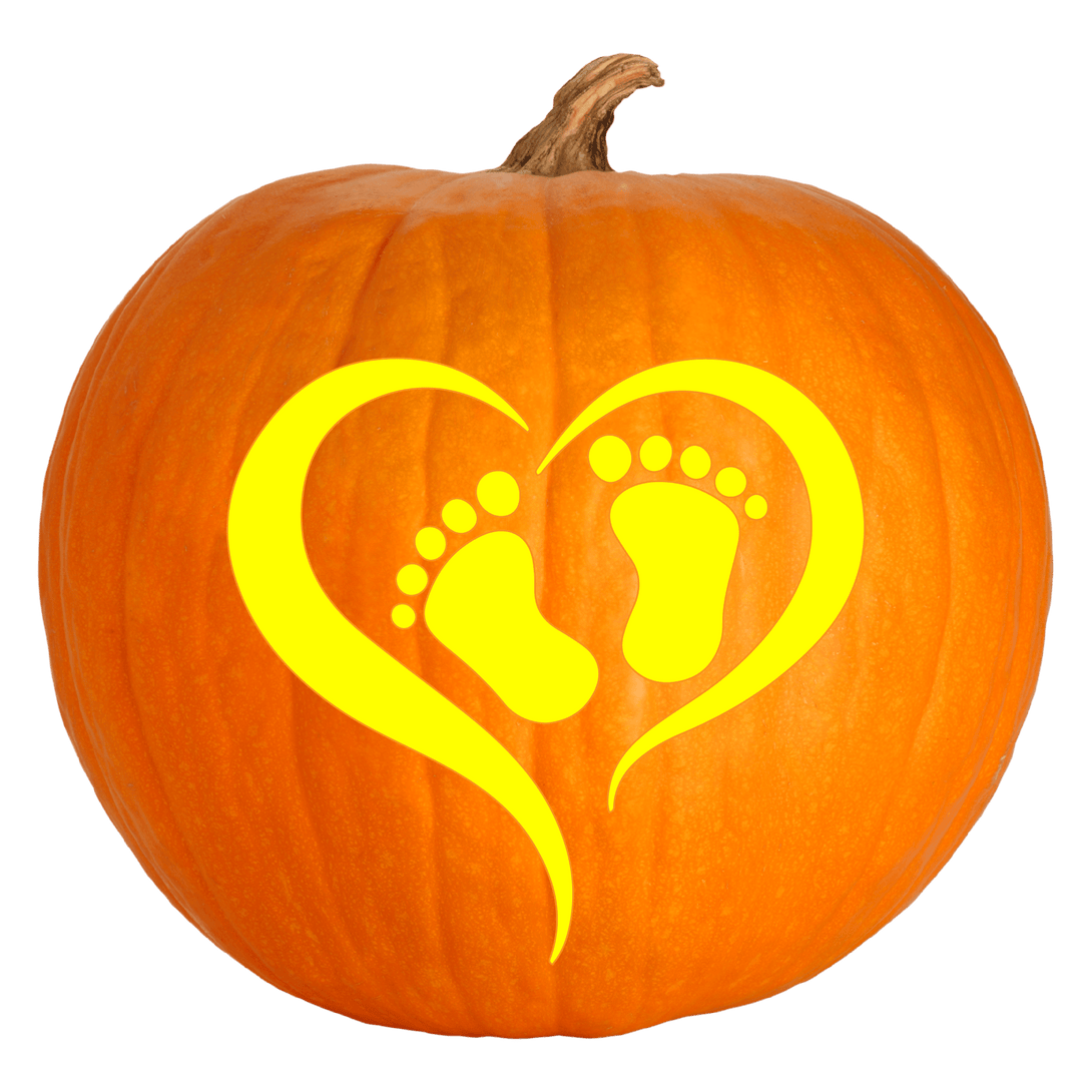 Baby Feet Hearts Pumpkin Carving Stencil - Pumpkin HQ