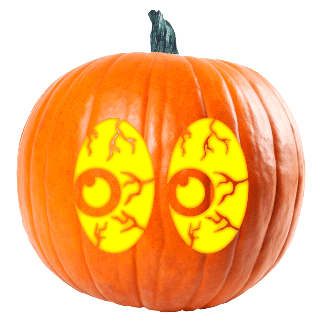 Big Eyes Emoji Pumpkin Carving Stencil - Pumpkin HQ