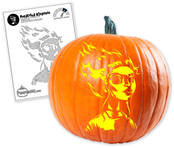 Bride of Frankenstein #2 Pumpkin Carving Stencil - Pumpkin HQ