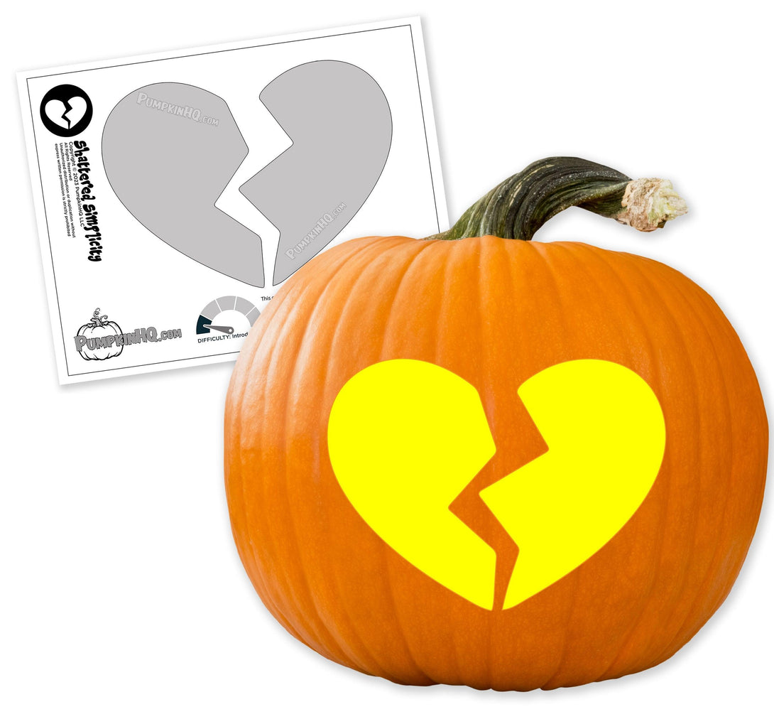 Broken Heart Pumpkin Carving Stencil - Pumpkin HQ