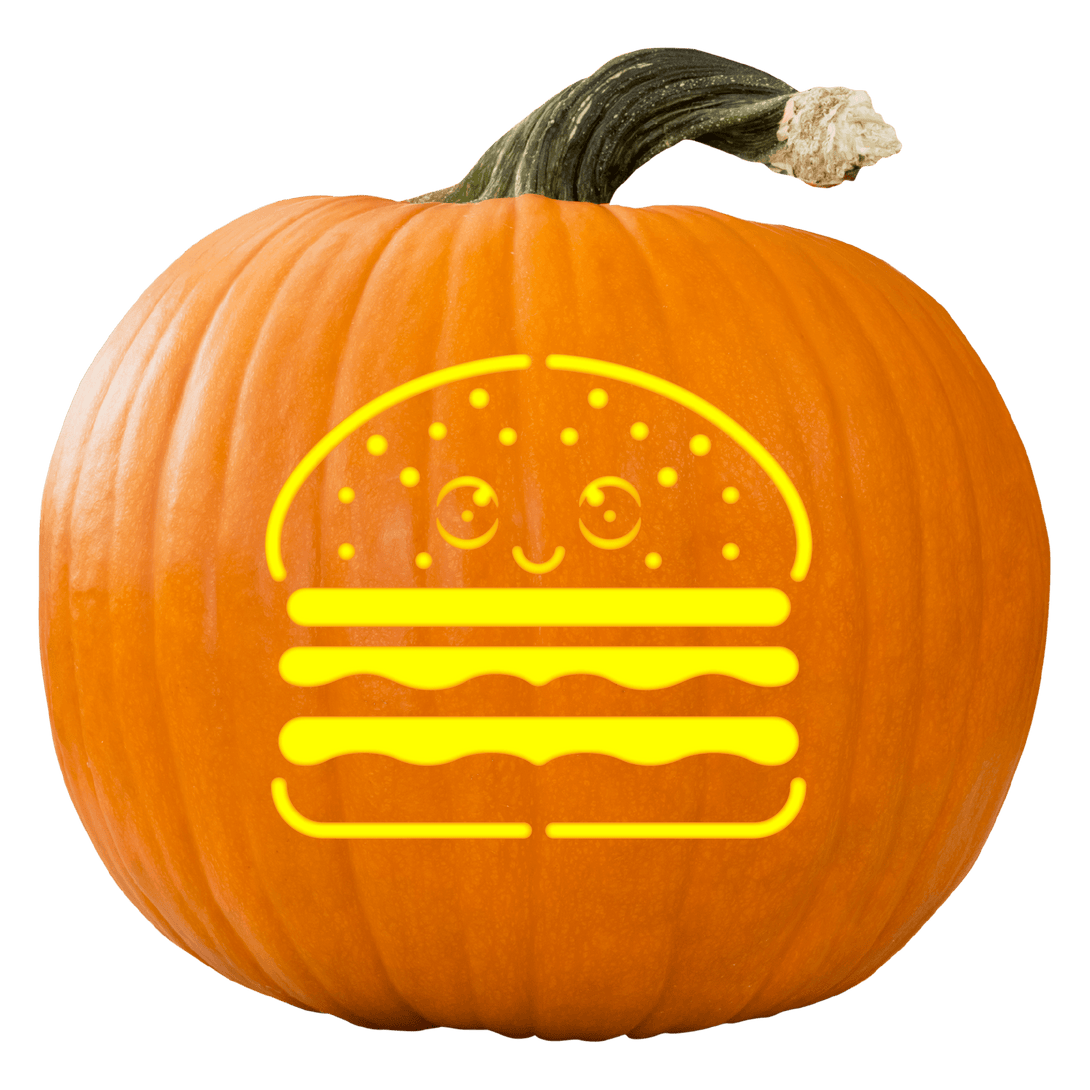 Burger Pumpkin Carving Stencil - Pumpkin HQ