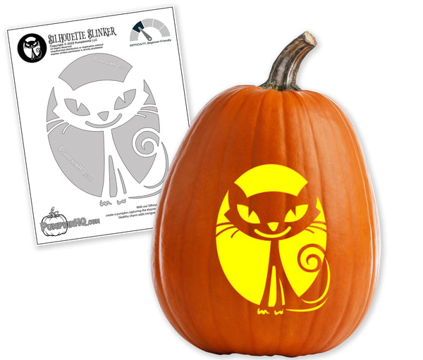 Cat Silhouette Pumpkin Carving Stencil - Pumpkin HQ