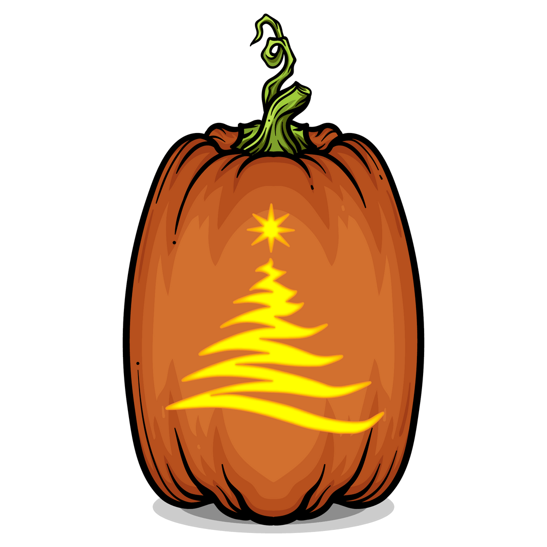 Christmas Tree Star Pumpkin Carving Stencil - Pumpkin HQ