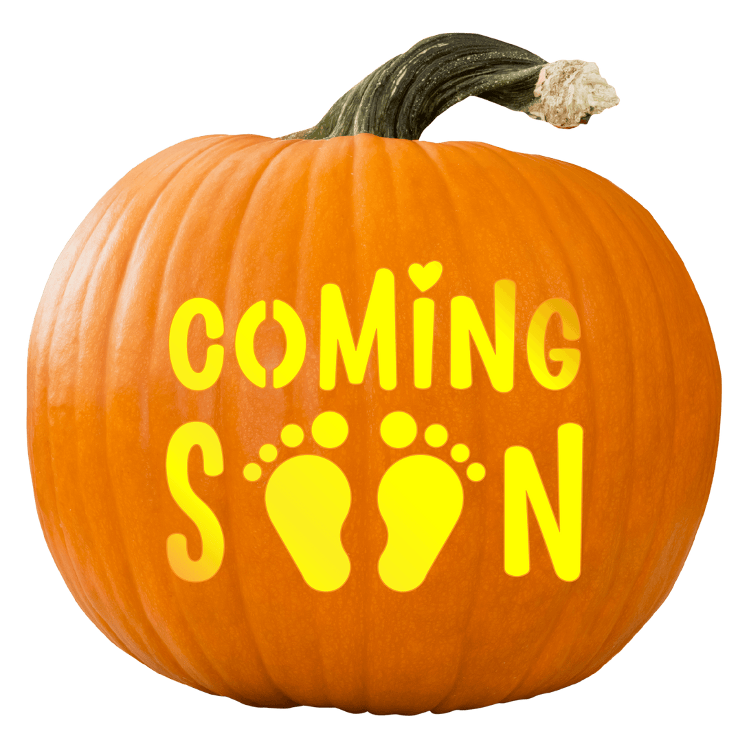 Coming Soon Baby Announcement Pumpkin Carving Stencil - Pumpkin HQ