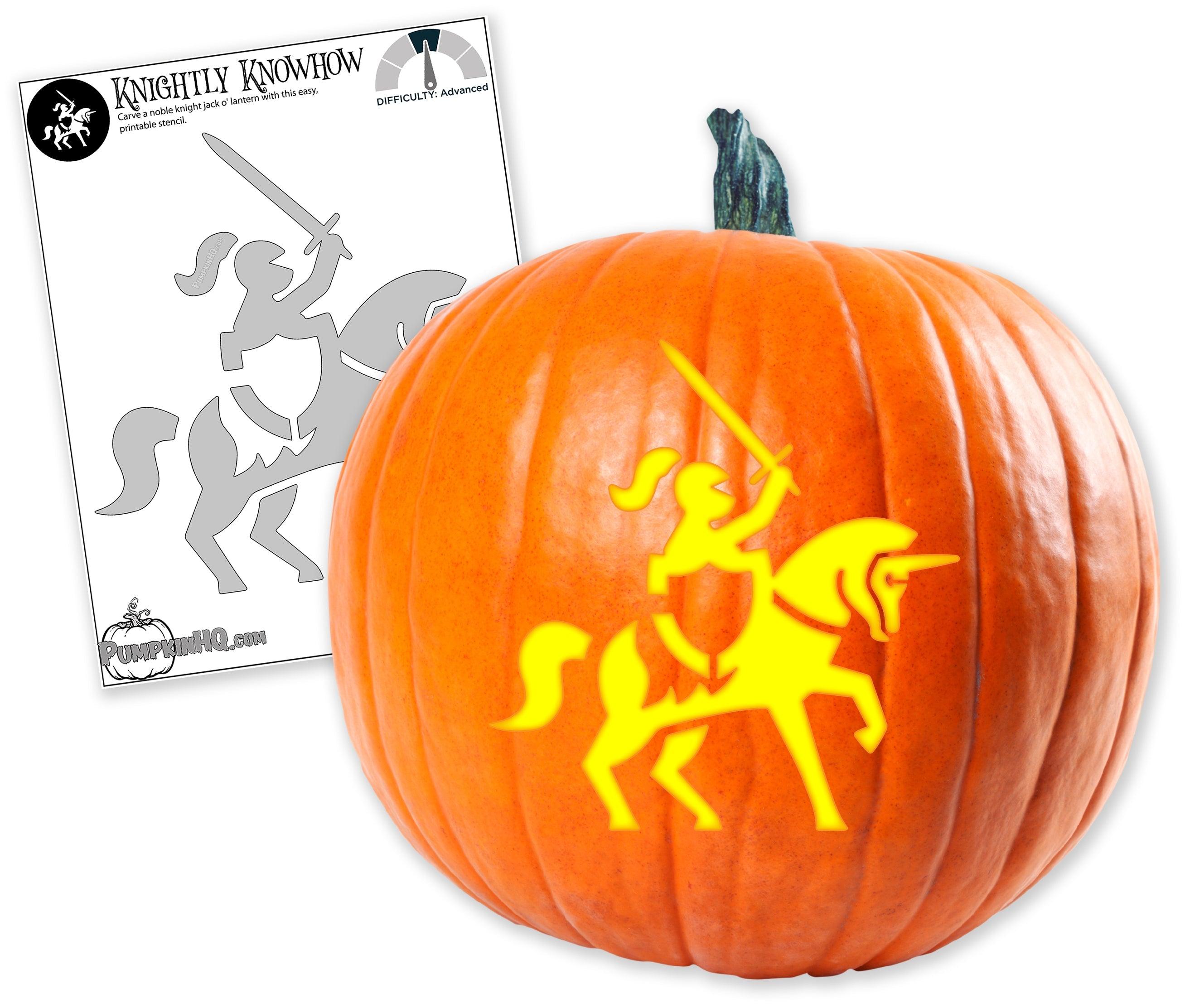 Courageous Knight Pumpkin Carving Stencil - Pumpkin HQ