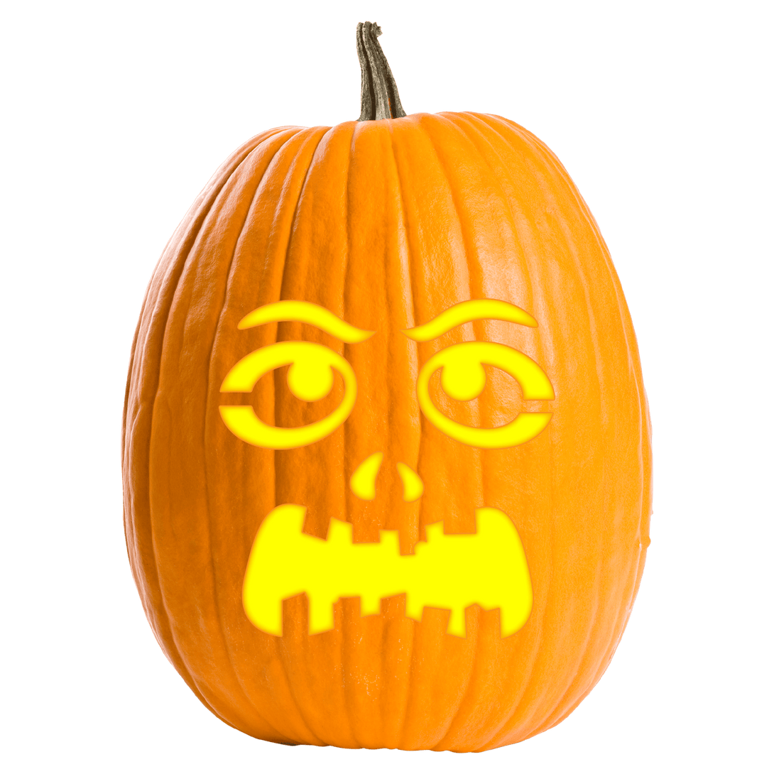 Crazy Zombie Face Pumpkin Carving Stencil - Pumpkin HQ