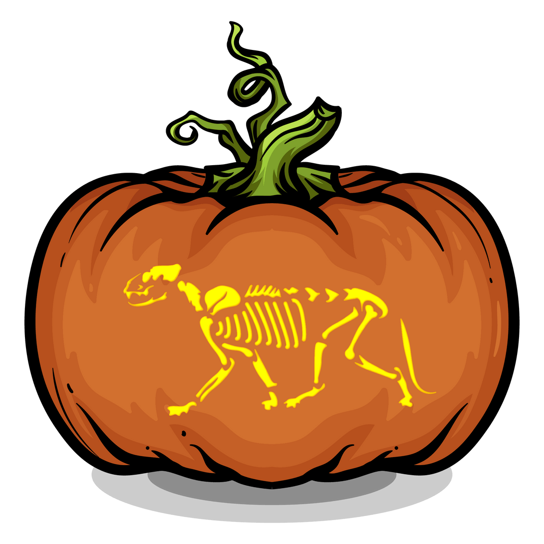 Creepy Dog Skeleton Pumpkin Carving Stencil - Pumpkin HQ