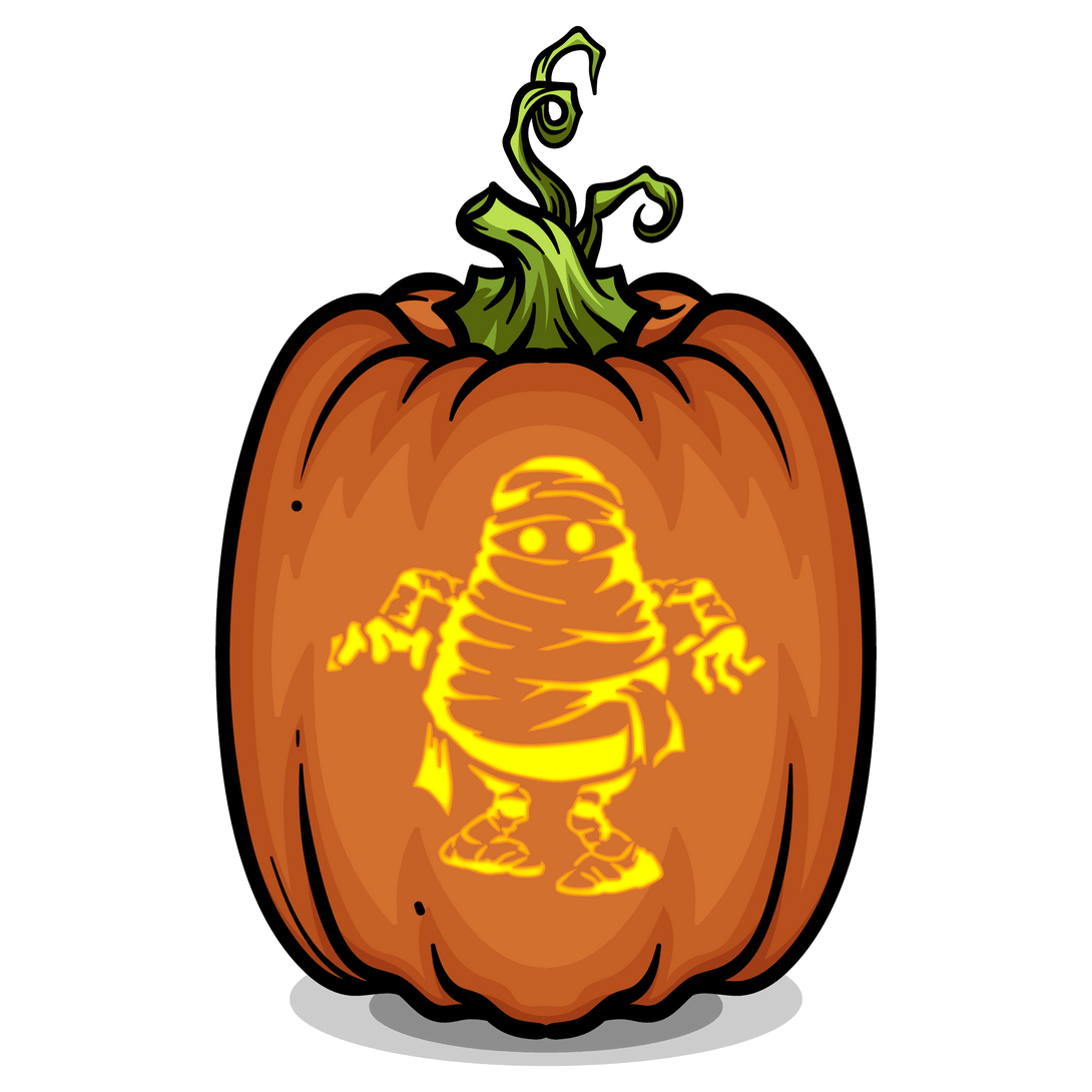 Creepy Mummy Friend Pumpkin Carving Stencil - Pumpkin HQ