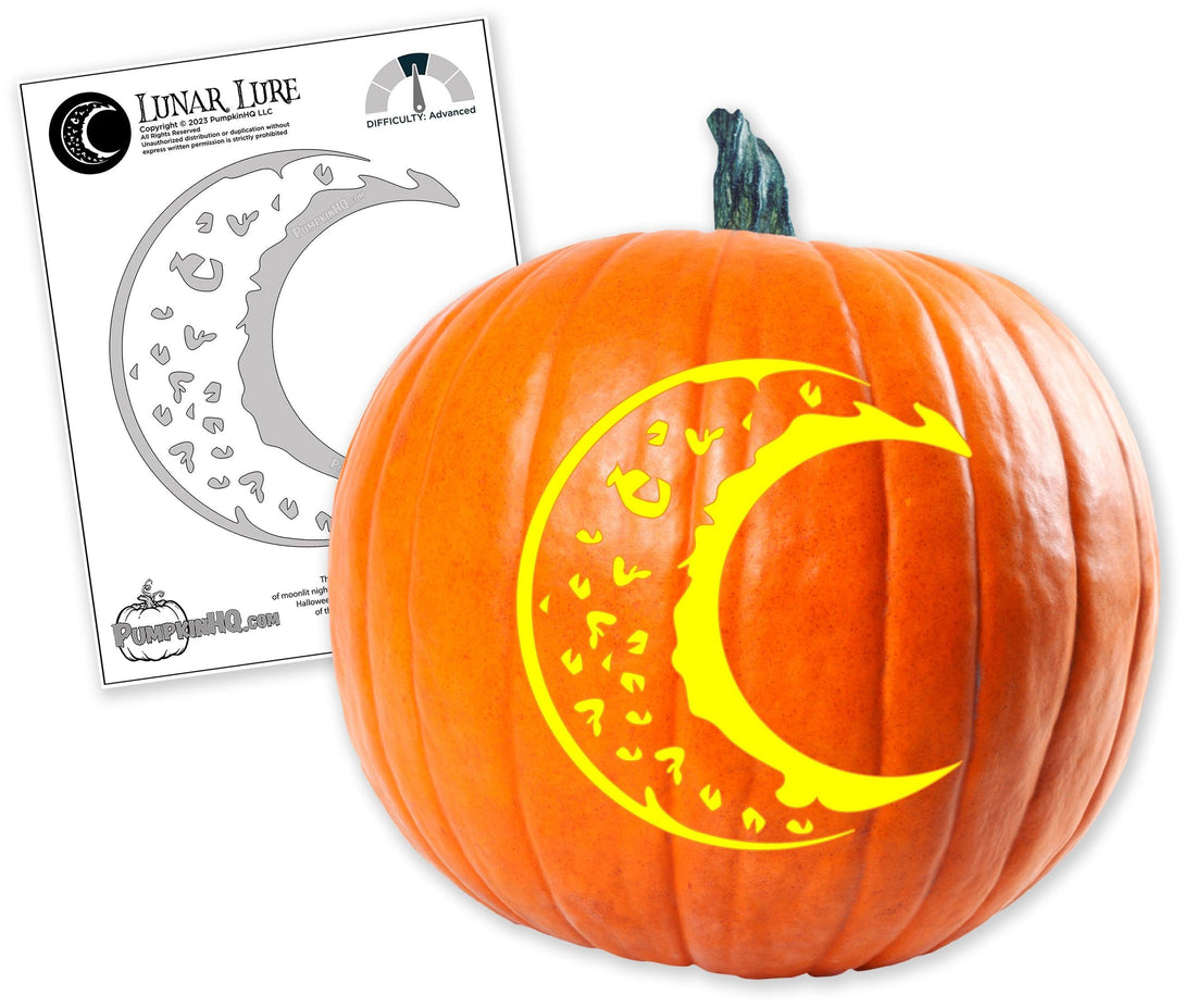 Crescent Moon Craters Pumpkin Carving Stencil - Pumpkin HQ