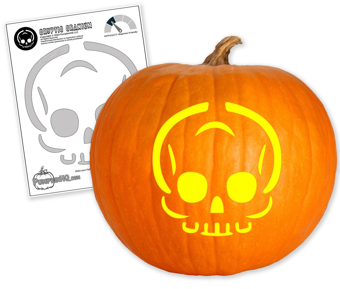 Cryptic Skull Pumpkin Carving Stencil - Pumpkin HQ