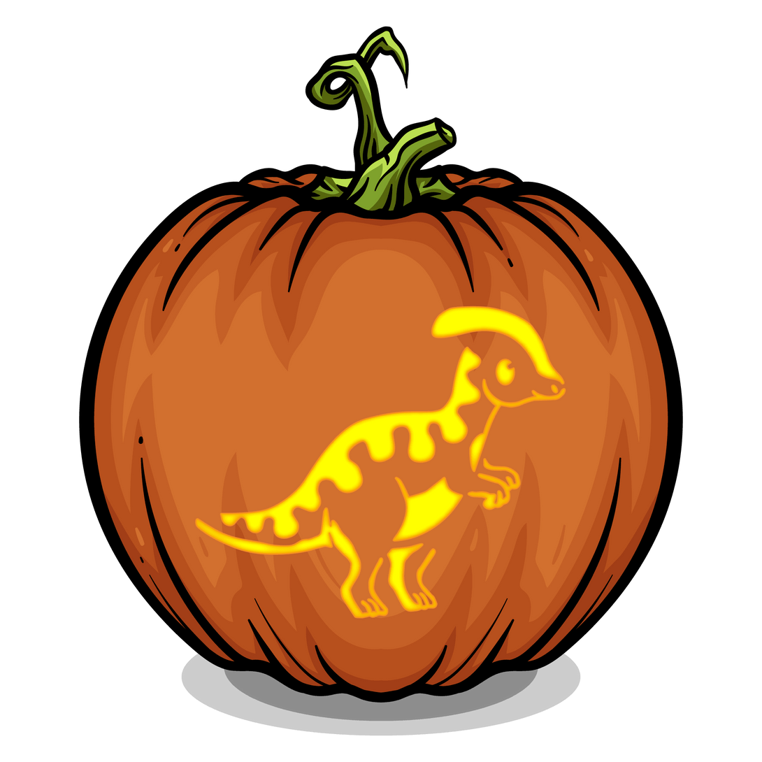 Cute Dinosaur Pumpkin Carving Stencil - Pumpkin HQ