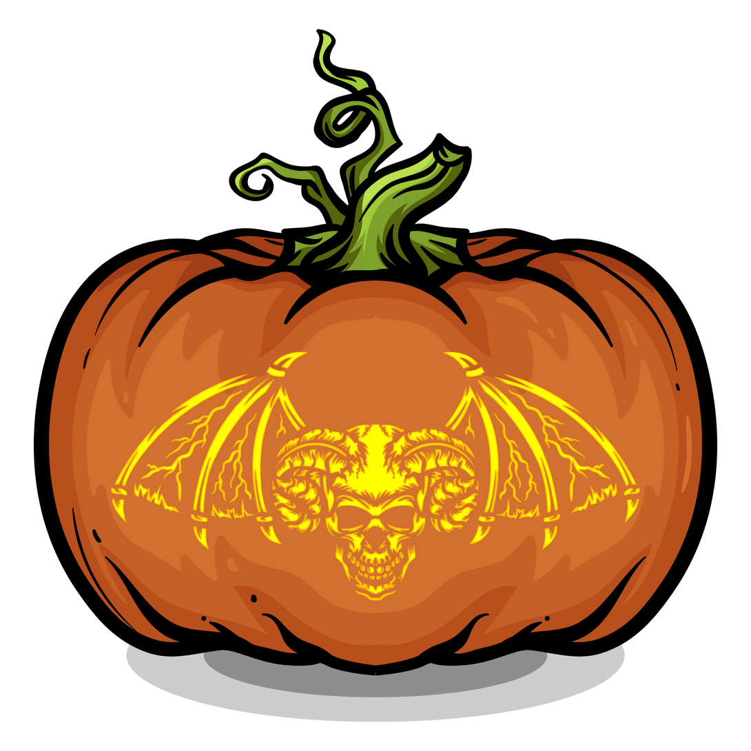 Demon Bat Skull Pumpkin Carving Stencil - Pumpkin HQ
