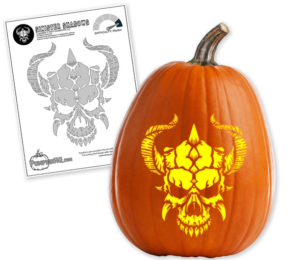 Devil's Skull Pumpkin Carving Stencil - Pumpkin HQ