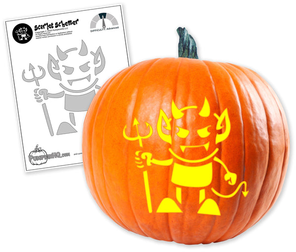 Devilish Monster Pumpkin Carving Stencil - Pumpkin HQ