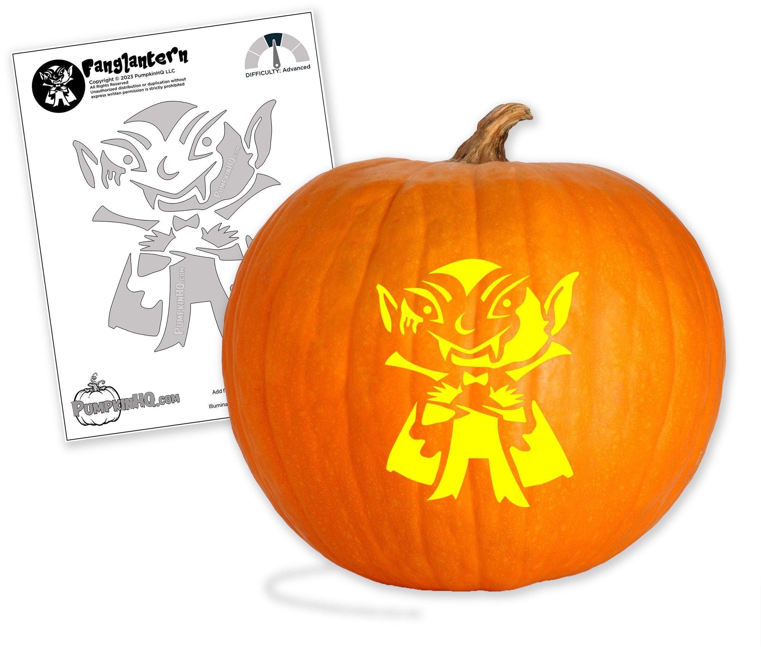 Dracula Vampire Fangs Pumpkin Carving Stencil - Pumpkin HQ