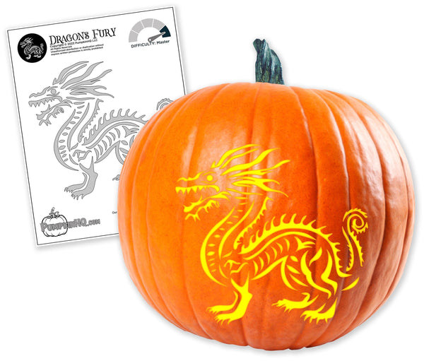 Dragon's Fury Pumpkin Carving Stencil - Pumpkin HQ