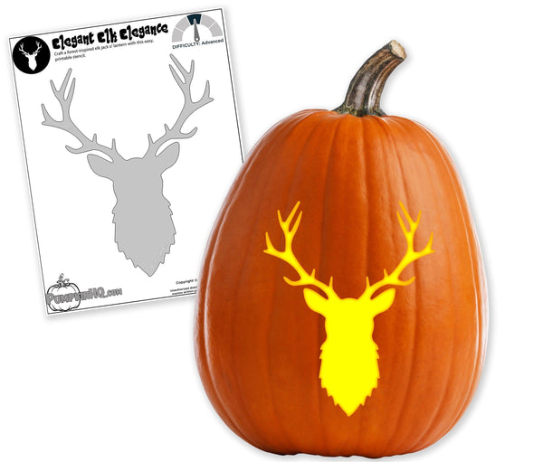 Elegant Elk Hunting Pumpkin Carving Stencil - Pumpkin HQ