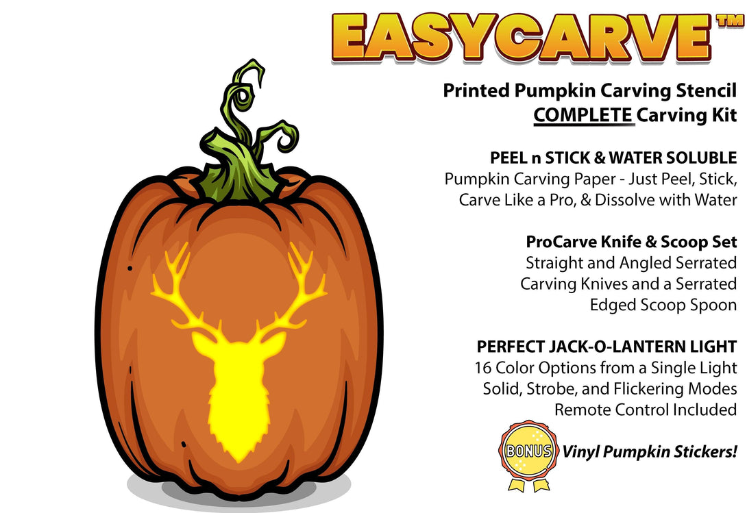 Elegant Elk Hunting Pumpkin Carving Stencil - Pumpkin HQ