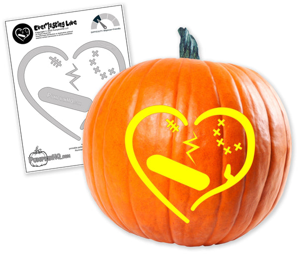 Everlasting Love Heart Pumpkin Carving Stencil - Pumpkin HQ