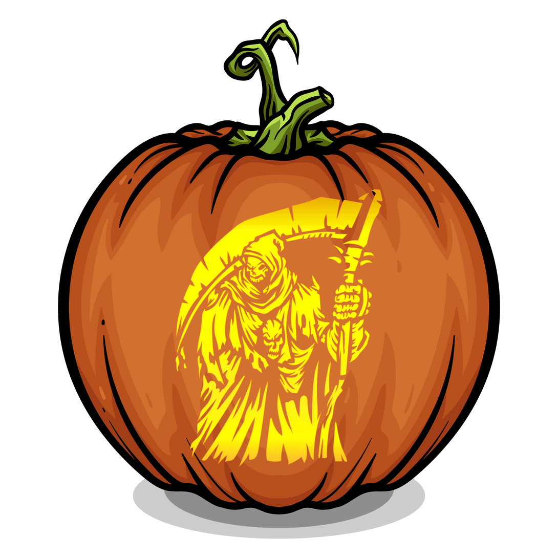 Evil Grim Reaper Pumpkin Carving Stencil - Pumpkin HQ