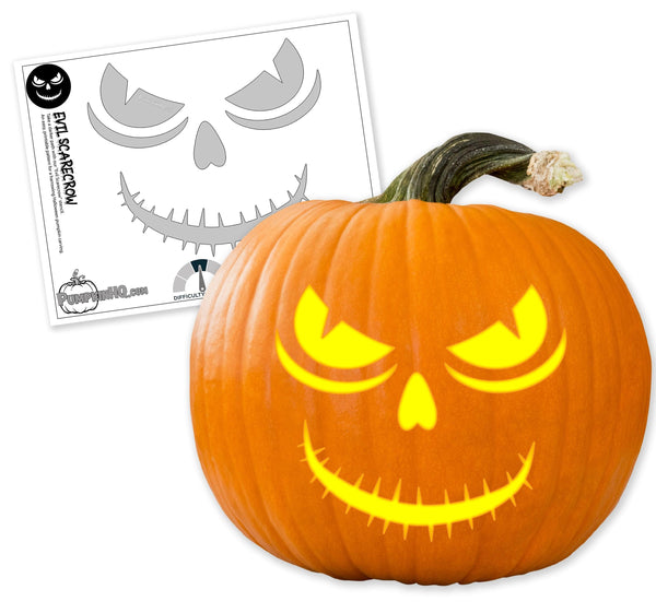 Evil Scarecrow Pumpkin Face Carving Stencil - Pumpkin HQ