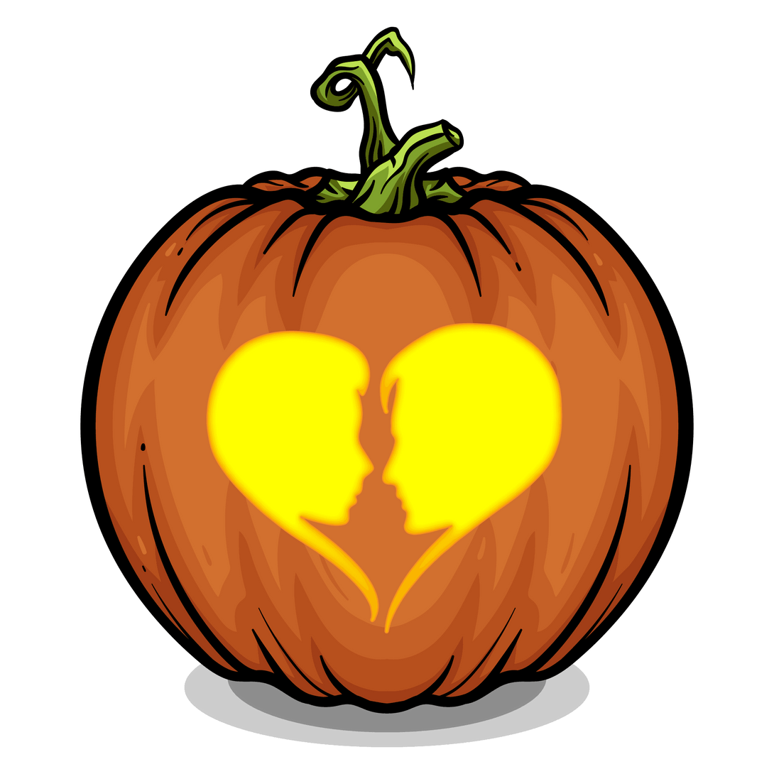Faces In Love Pumpkin Carving Stencil - Pumpkin HQ