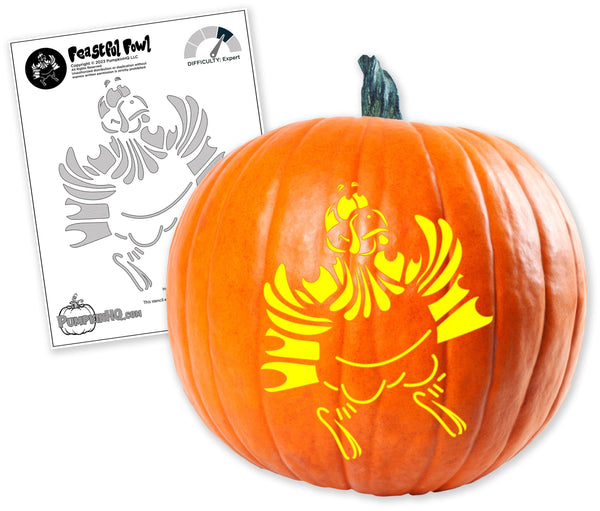 Fancy Chicken Pumpkin Carving Stencil - Pumpkin HQ