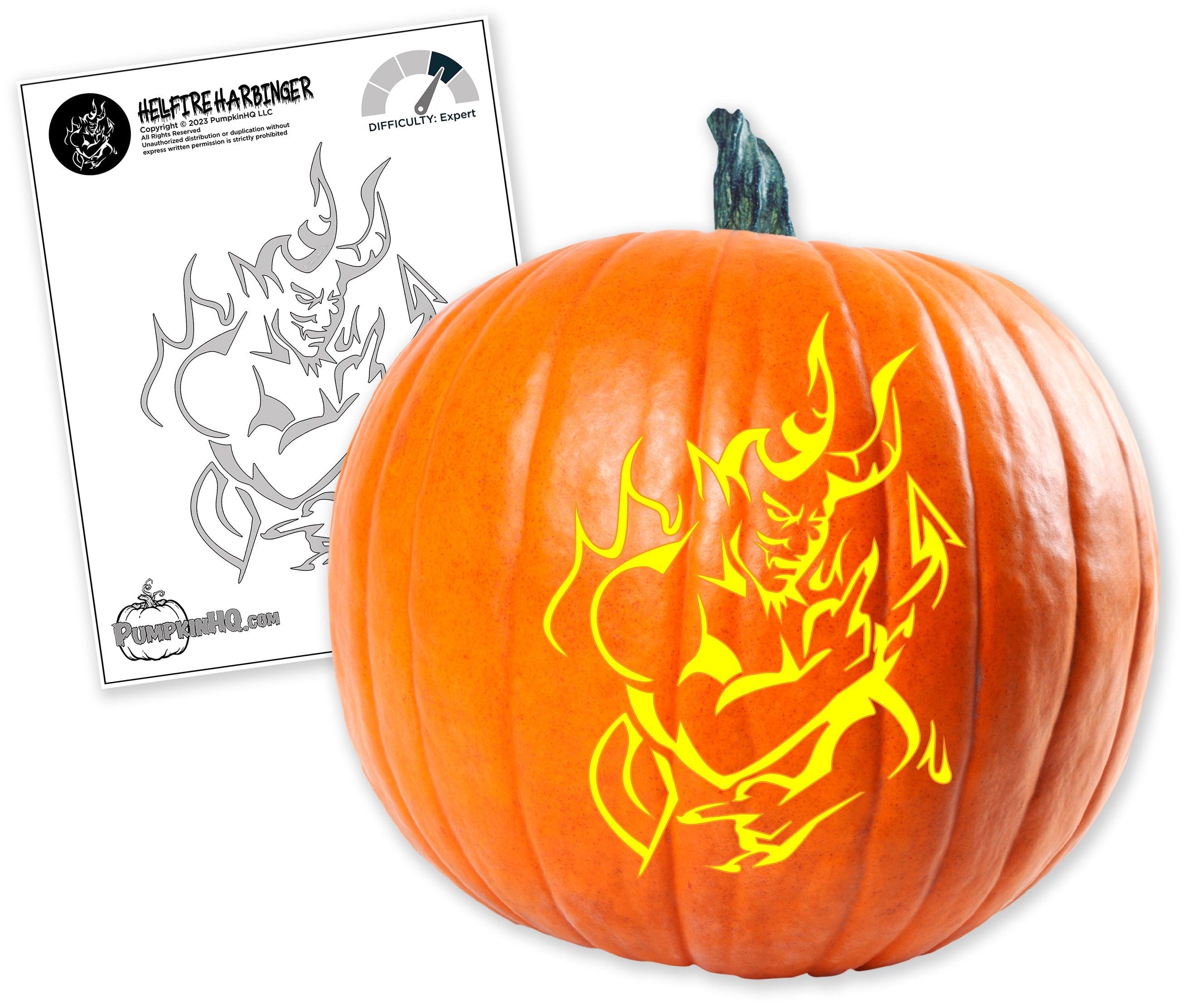Demon Pumpkin Carving Stencil