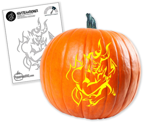 Fiery Demon Pumpkin Carving Stencil - Pumpkin HQ