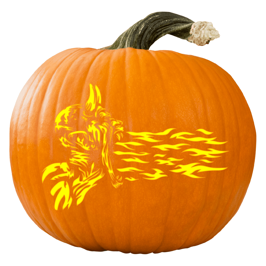Fire Demon Pumpkin Carving Stencil - Pumpkin HQ