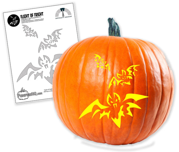 Flying Bats Pumpkin Carving Stencil - Pumpkin HQ