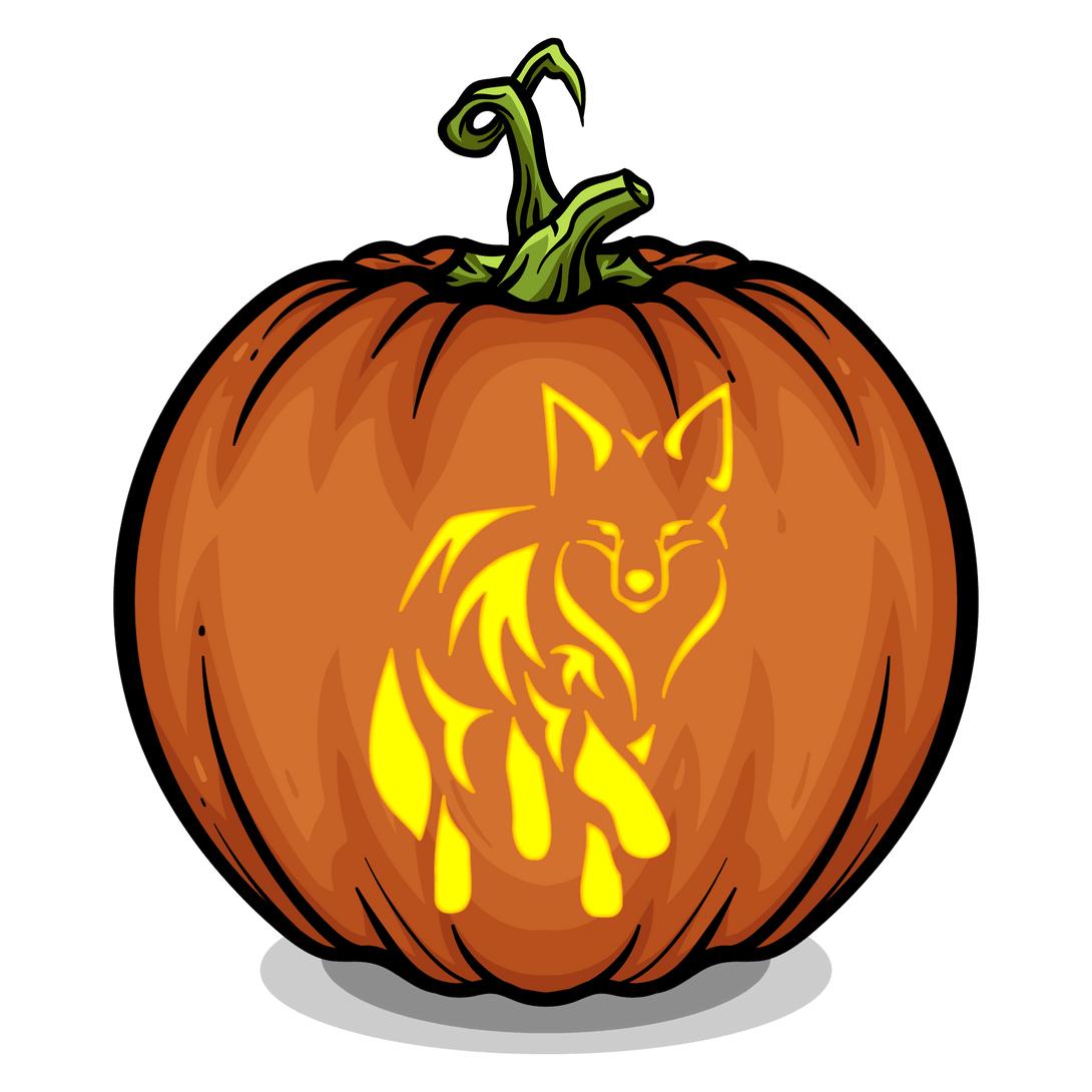 Fox Flair Pumpkin Carving Stencil - Pumpkin HQ