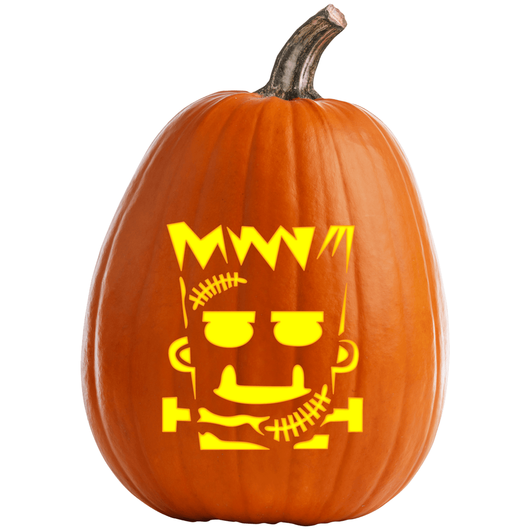 Franken Glow Pumpkin Carving Stencil - Pumpkin HQ