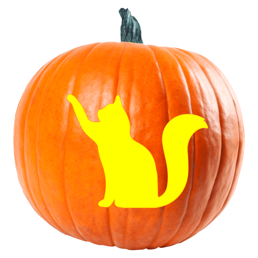 Friendly Cat Pumpkin Carving Stencil - Pumpkin HQ