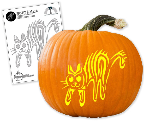 Frightened Cat Pumpkin Carving Stencil - Pumpkin HQ