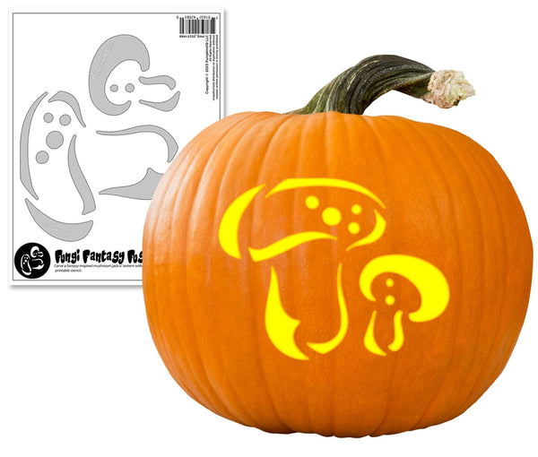 Fungi Fantasy Pumpkin Carving Stencil - Pumpkin HQ