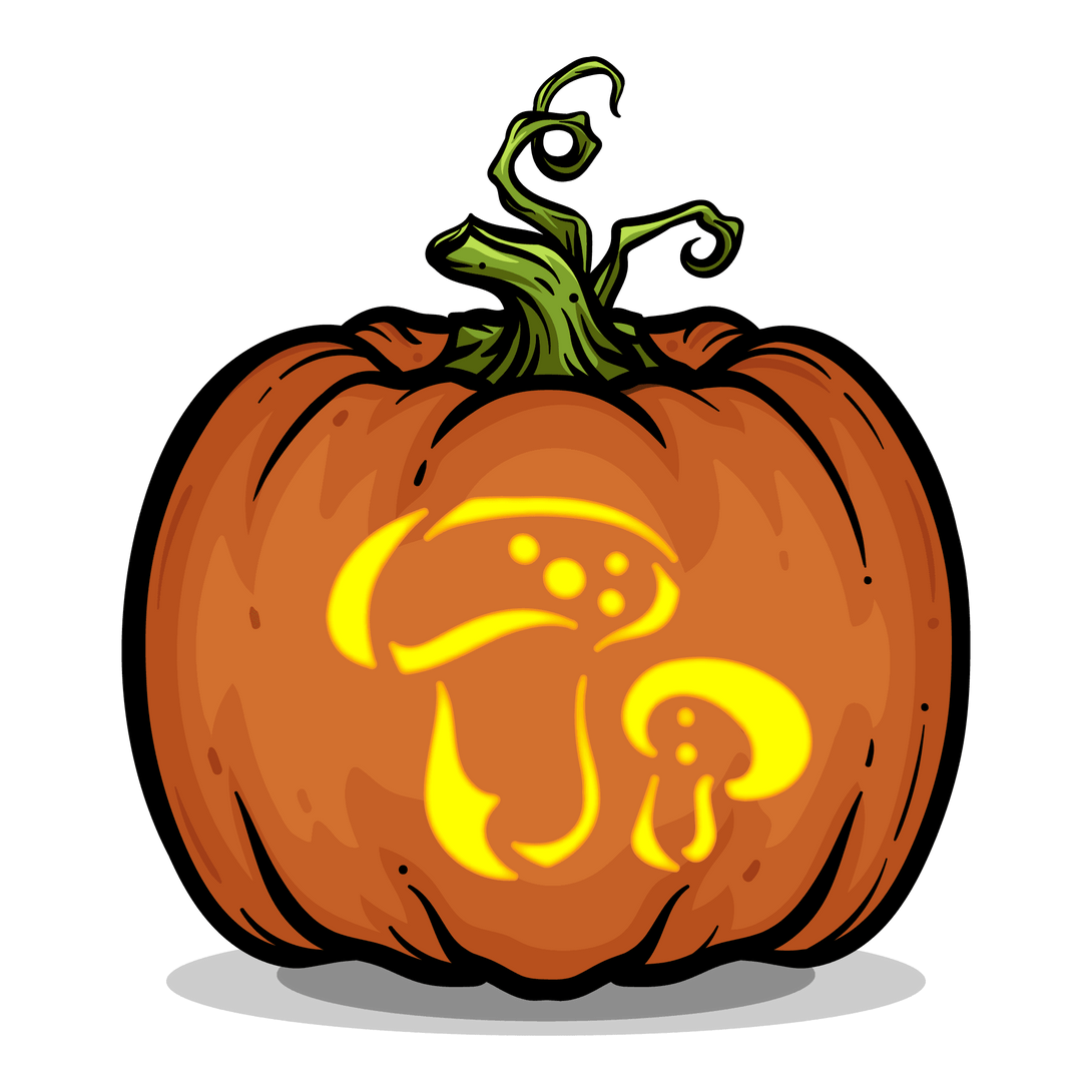 Fungi Fantasy Pumpkin Carving Stencil - Pumpkin HQ