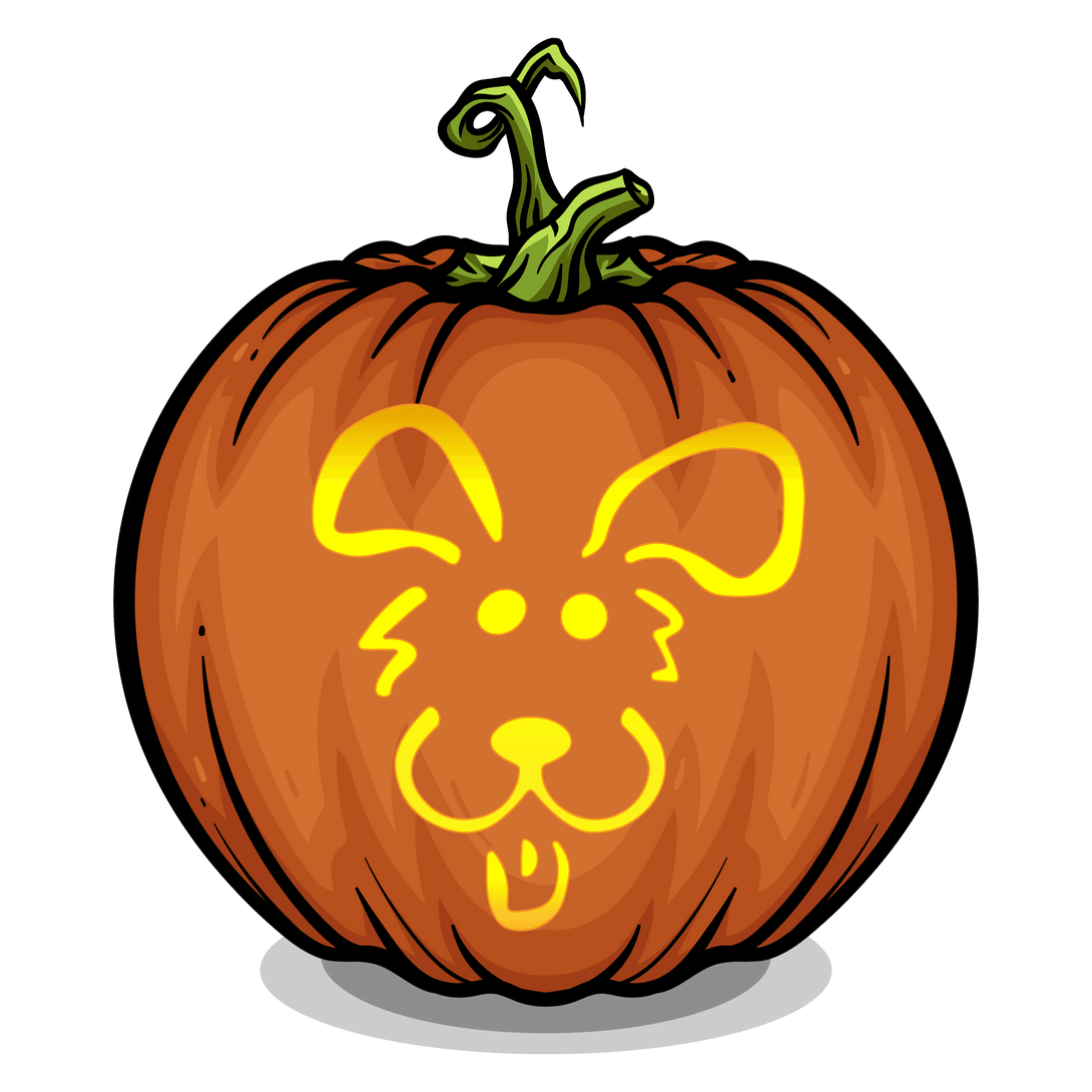 Furry Dog Friend Pumpkin Carving Stencil - Pumpkin HQ