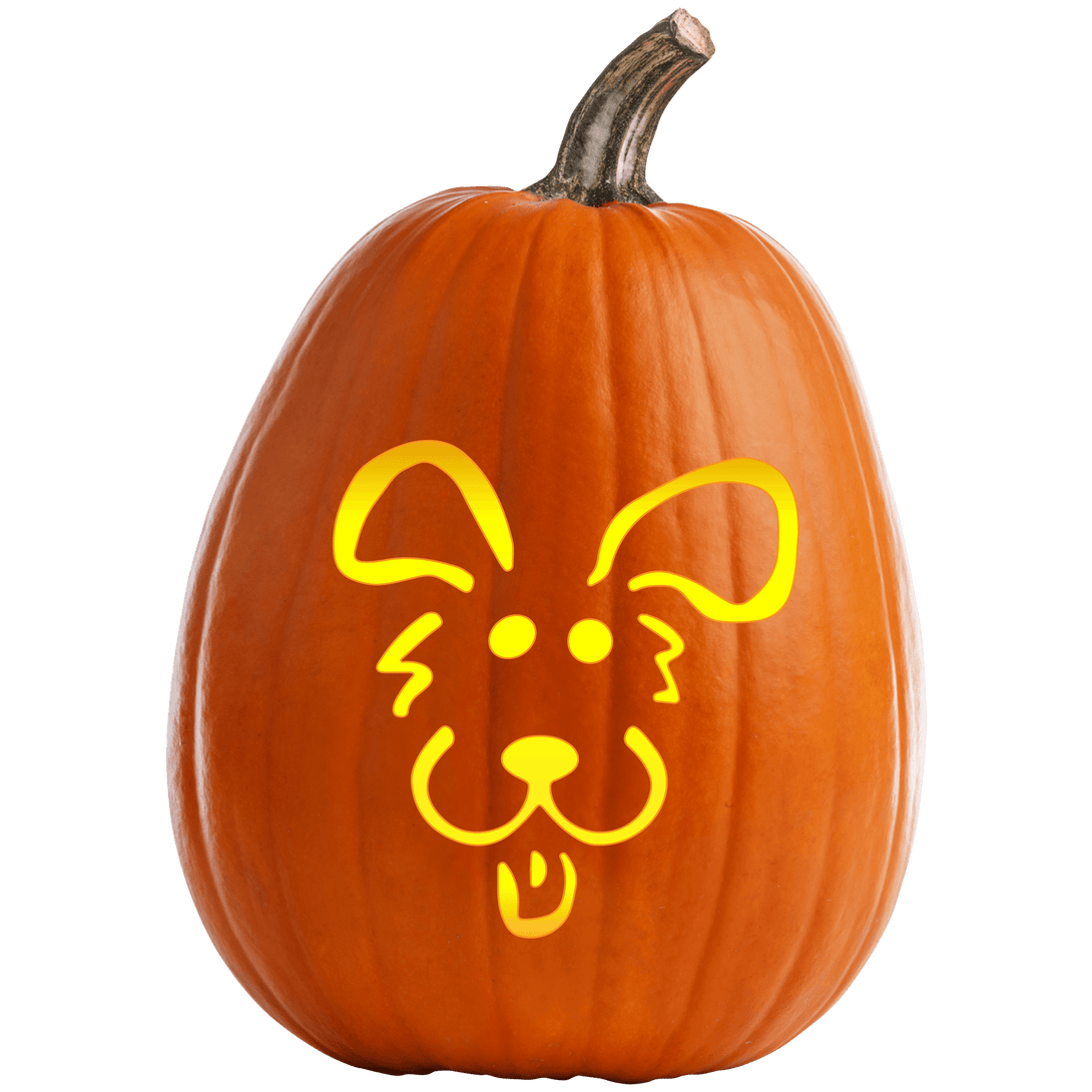 Furry Dog Friend Pumpkin Carving Stencil - Pumpkin HQ