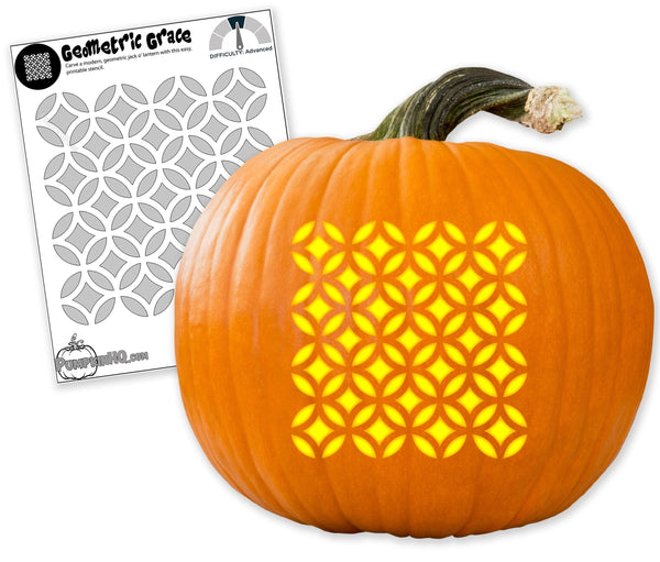 Geometric Fun Pumpkin Carving Stencil - Pumpkin HQ