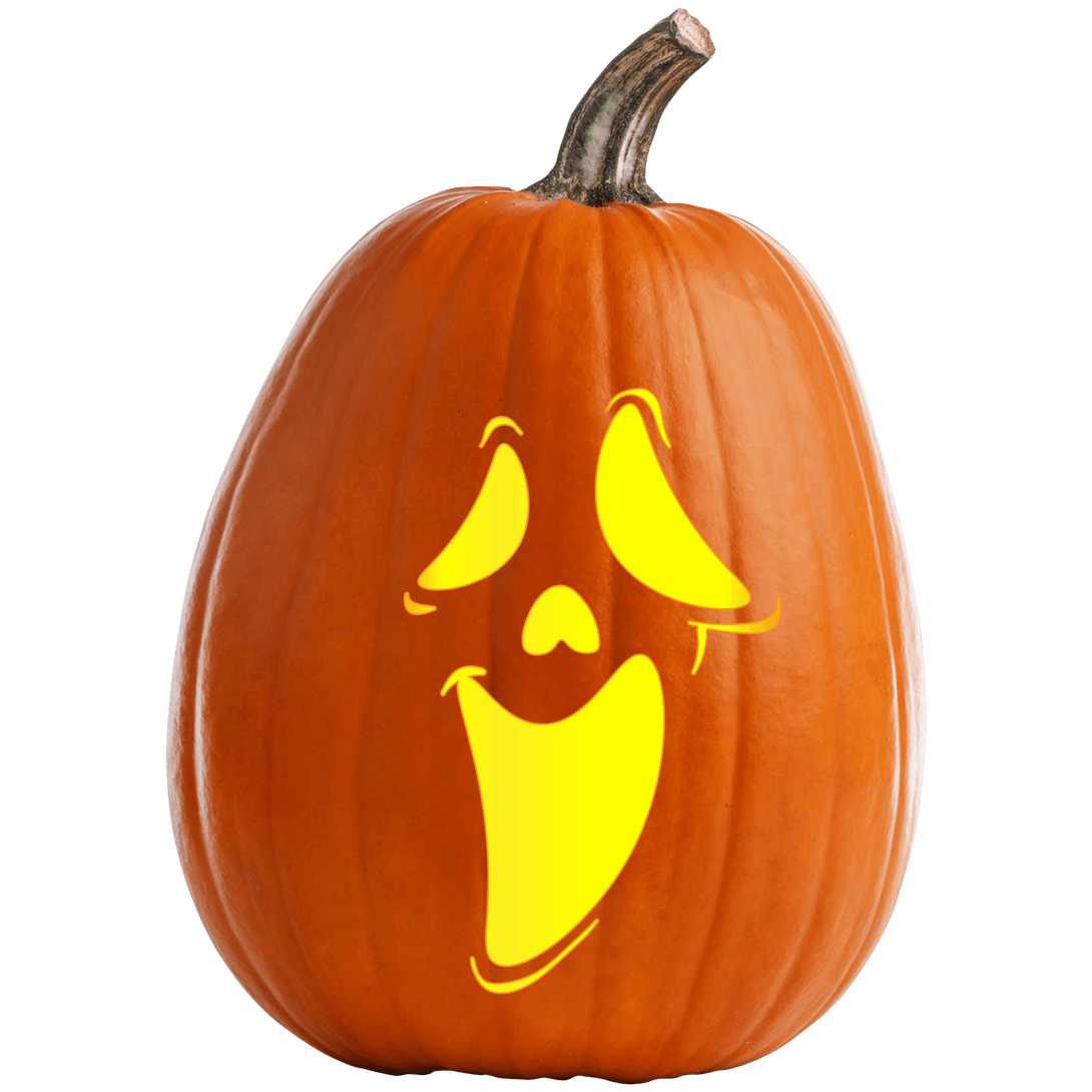 Ghostly Glare Pumpkin Face Carving Stencil - Pumpkin HQ